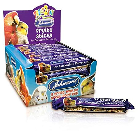 Johnsons Bulk Box Treat 2 Eat Cockatiel /Parrot Fruity Sticks 1x28