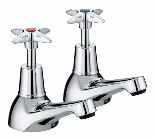 Bristan Crosshead Bathroom Taps, Chrome Pillar Bath taps, VAX 3/4 C | Matching basin taps available