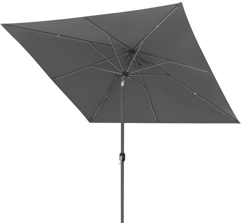 paramondo interpara Ombrellone da Giardino Inclinabile con Manovella, 3 x 3 m Quadrato Grigio, Telaio Antracite