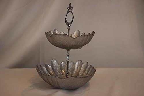 Polo Knabber Schale Silber Glitzer zwei Stöckig