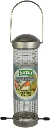 Supa 8 inch Wild Bird Stainless Steel Fort Knuts Peanut Feeder, Designed for Feeding Peanuts to Your Garden Birds.