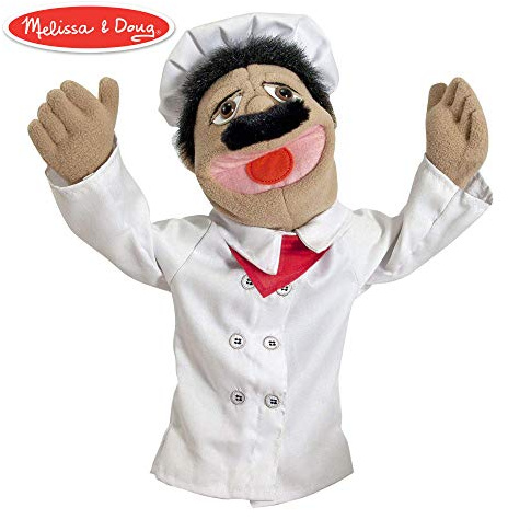 Melissa & Doug Chef Puppet with Detachable Wooden Rod (Puppets & Puppet Theaters, Animated Gestures, Inspires Creativity, 38.1 cm H x 12.7 cm W x 16.51 cm L)