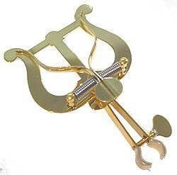 Arnold Stölzel Trompete, Französische Trompete, mittlere Lyra, Metallischer Laiton, Mundrohr, Notenhalter, Gold, Messing, lackiert