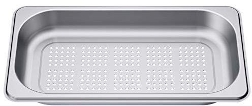Bosch HEZ36D163G Zubehör für Dampfgarer & Dampfbacköfen, Dampfbehälter gelocht, Gareinsatz, Edelstahl, Größe S, Made in Germany
