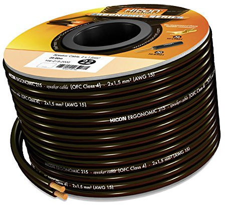 HICON – Lautspecherkabel Ergonomic 2 x 1,5 mm² 30 m schwarz