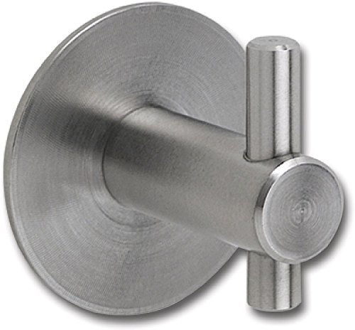 GRIMME 75 0410 17 Kleiderhaken (Mantelhaken) Tulum mit Platte ø 30 mm, Tiefe 27 mm Garderobenhaken Edelstahl gebürstet, Silber