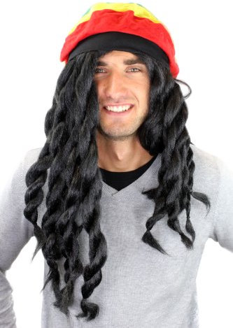 WIG ME UP - 68901-P103 Karneval Fasching Perücke & Rasta Mütze Jamaica Reggae Pseudo-Dreadlocks