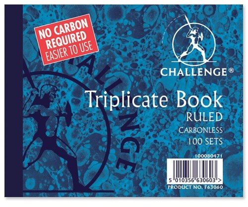 Challenge Triplicate Book Carbonless Ruled 100 Sets 105X130mm Ref 100080471 [Pack 5]