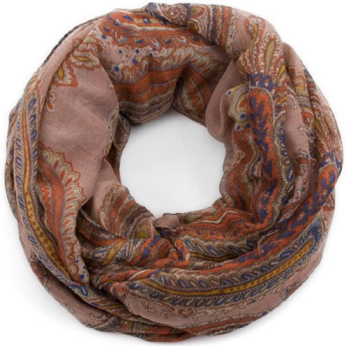 style3 Damen Loop-Schal mit orientalischem Ornament Muster in verschiedenen Farben, SCHAL Farbe:Beige