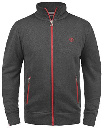 !Solid SDBennTrack Herren Sweatjacke Cardigan Sweater mit Reißverschluss Stehkragen Reißverschlusstaschen Label-Details Baumwollmischung Regular fit, Größe:M, Farbe:Med Grey (8254)