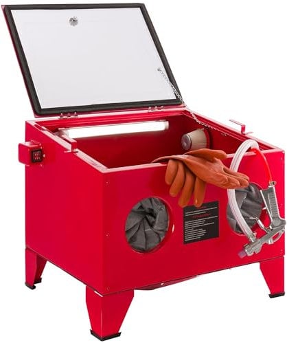 Arebos Cabina di Sabbiatura Sabbiatrice Dispositivo di Sabbiatura | 90 litri | Rosso | Acciaio | 125 PSI