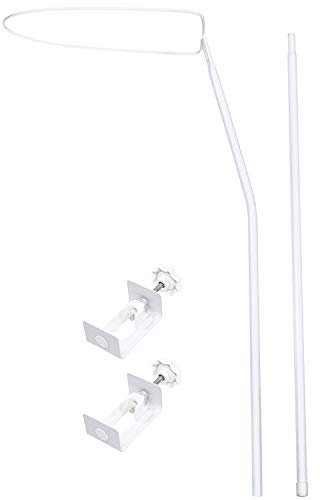 Amilian Himmelstange Himmelhalter Schleierhalter zum Klemmen für Babybett Kinderbett Stubenwagen Wiege inkl. Befestigung, lackiertes Metall in weiß