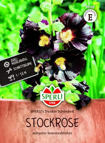 Sperli Stockrosensamen SPERLI's Dunkle Schönheit 87123, Saatgut | Für Beet, Rabatte, Zäune und Hauswände, Schnittblume, 1 Portion