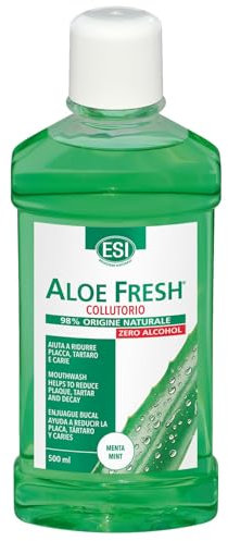 ESI - Aloe Fresh, Collutorio Zero Alcol, con Estratti di Pompelmo e Xilitolo, Aiuta a Ridurre la Placca e l'Alitosi, Protegge le Gengive e Favorisce la Prevenzione delle Carie, Gusto Menta, 500 ml
