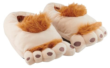 United Labels Hobbit 3D Hausschuhe Plüsch Halbling Füße, Beige Braun, 44/46, Pantoffeln mit Fell und Anti Rutsch Noppen, Slipper