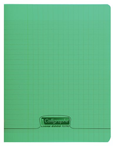 Calligraphe 18105C Un Cahier Agrafé Vert (une Marque de Clairefontaine) - 17x22 cm - 48 Pages Grands Carreaux - Papier Blanc 90 g - Couverture Polypro Transparent