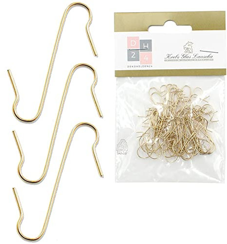 Dekohelden24 Christbaumkugel- Aufhänger, Inhalt: 50 Stück, für Jede Kugelart verwendbar, Farbe: Gold