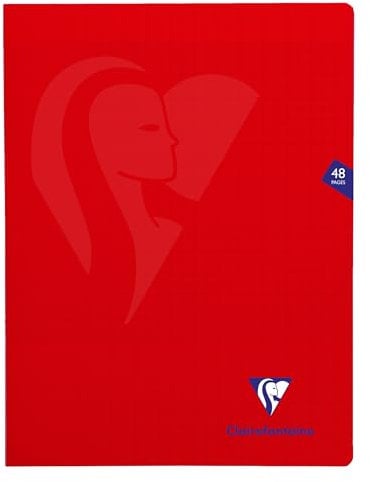 Clairefontaine 333311C Un Cahier Agrafé Mimesys Rouge - 24x32 cm - 48 Pages Grands Carreaux - Papier Blanc 90 g - Couverture Polypro