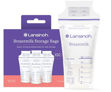 Lansinoh Pack of 100 breast milk storage bags.