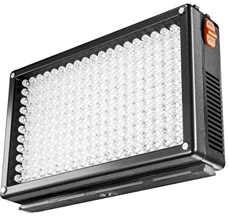 Walimex Pro LED Foto Video 209 Bi-Color, LED Leuchte, On Camera, Kopflicht, Foto Video Leuchte, Tageslicht, Bi Color, 1x NP-F 550 Akku