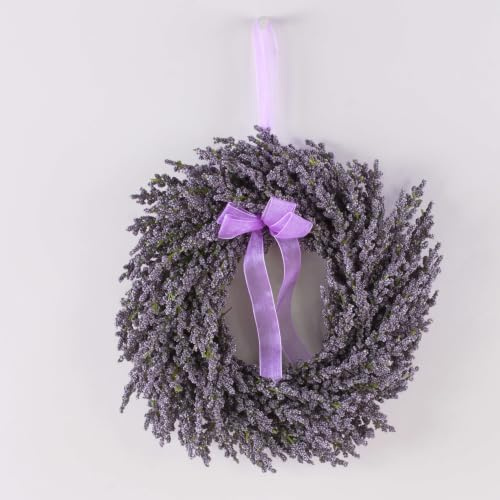 artplants.de Deko Lavendelkranz auf Rattan, violett, Ø 25cm - Künstlicher Kranz - Türkranz