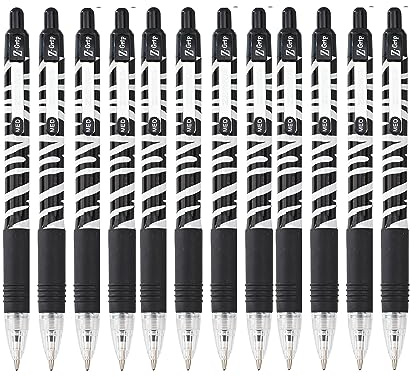 Zebra Pen Z Grip Black Pens Ballpoint, Smooth & Funky Pens With Pocket Clip, Retractable Black Ink Ballpoint, Reliable Black Biro Multipack For Everyday Use - Zebra Design, 12pk