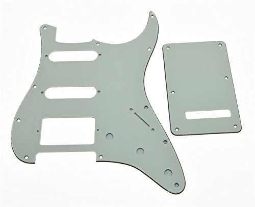 KAISH 11 Loch ST/Strat Style Pickguard HSS Pickguard mit ST Rückplatte Tremolo Trem Abdeckung für USA/Mexiko Stratocaster/Strat Elfenbein 3-lagig