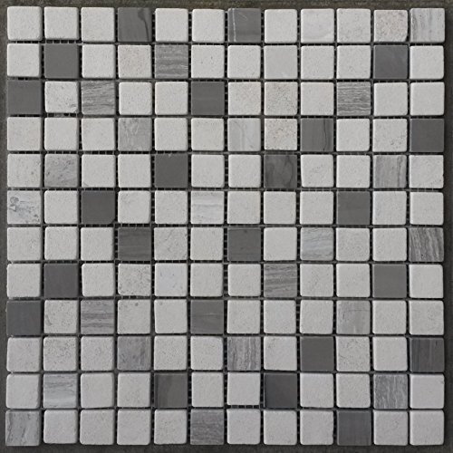 Naturstein Matte Fliesen 30x30 cm 8 mm Yawood Mosaik Grau Creme Mix Marmor M033