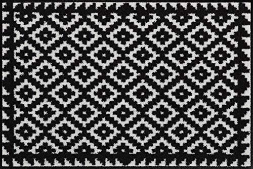 Salonloewe Fußmatte waschbar Tabuk Black & White 50x75 cm Eingangs-Matte schwarz-weiß Gemustert Fussabtreter Sauberlaufmatte
