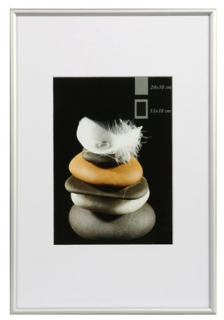 AL-62 Bilderrahmen Metall Rahmen 10x15 bis 40x50 mit Passepartout Aluminium: Farbe: Silber matt | Format: 20x30