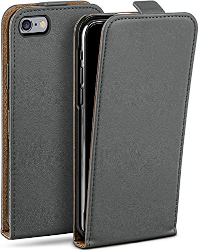 moex Flip Case für iPhone 6s Plus / 6 Plus Hülle klappbar mit 360 Grad Schutz, Handyhülle mit Displayschutz, PU Leder Handytasche Lederhülle, Flip Case Cover Klapphülle, Grau