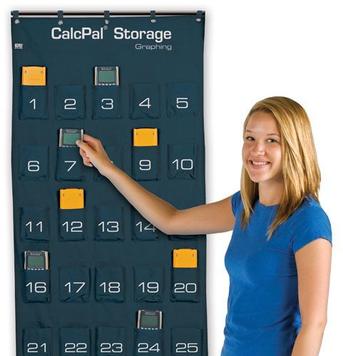 EAI Education CalcPal Calculator and Cell Phone Storage Pocket Chart | 30 Numbered Pockets, Durable Nylon Canvas - Graphing