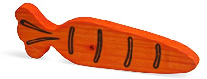 Ancol Just 4 Pets Wooden Carrot Cruncher Chew Toy - Natural Wooden Chewable Treat for Rabbits Guinea Pigs and Small Animals - Safe Non Toxic Fun Activity Accessory