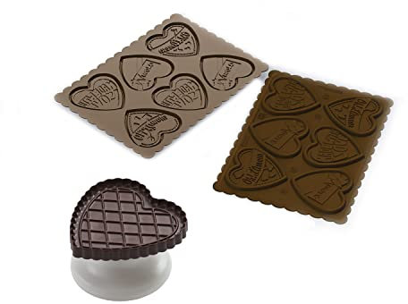 Silkomart silikomart | CKC06 Silicona Cookie Love Slim, Antiadherente, 6, Pack de 1 Molde para Bombones, Easy Choc, 64 x 63 mm, h 5 mm, Volumen 51 ml, Made in Italy, Marrón, 250 x 200 cm