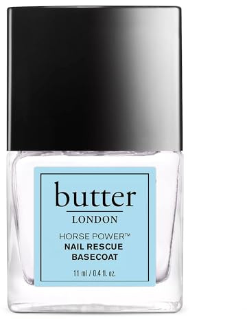 butter LONDON Base Coat Nail Polish, Horse Power - Nail Rescue Basecoat Helps Restore & Repair Damaged Nails - Nail Strengthener Helps Nail Growth & Prevent Staining - Cruelty & Gluten Free Nail Care