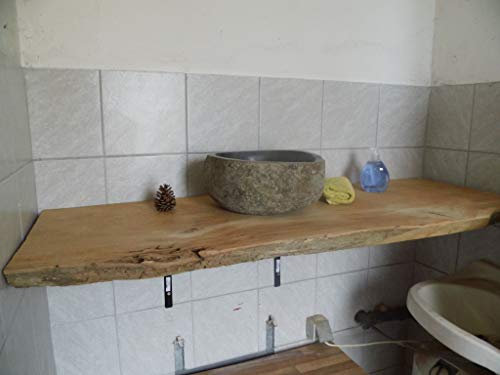 KJR Holzmanufaktur Waschtischplatte, Tischplatte ca. 100 x 40 x 4 cm, Waschtisch, geschliffen,Brett, Eiche, Bohle