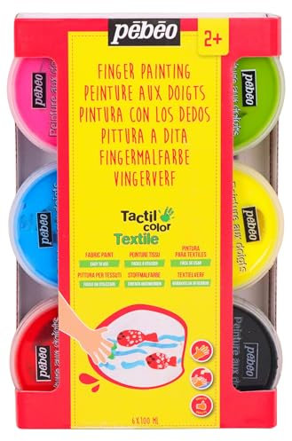 Pébéo 634110 Tacticolor Textile Fingermalfarben, 6 x 100 ml