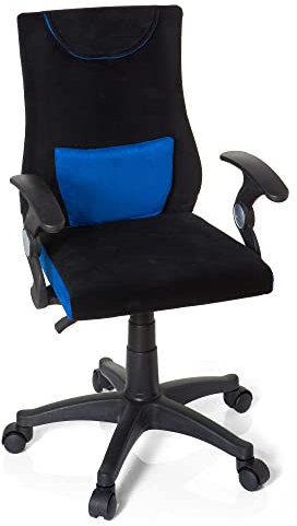 hjh OFFICE 670470 Kinder- und Jugenddrehstuhl KIDDY PRO AL Stoff Schwarz/Blau Kinderbürostuhl Schreibtischstuhl mit Armlehnen