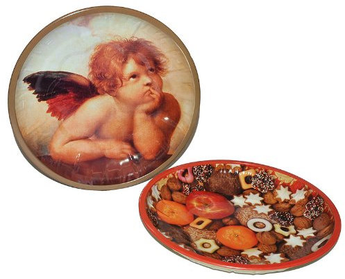 alles-meine.de GmbH 1 STK. Plätzchenteller/Keksteller - Engel - Kekse Engelchen Zimtstern Winter Backen - Teller für Plätzchen Weihnachtsteller Dekoteller