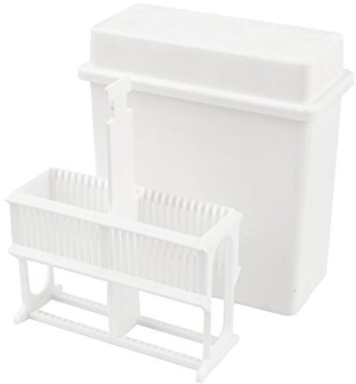 uxcell a14031200ux0237 Plastic Covered 24 Slots Staining Jar Rack White for Microscope Slides