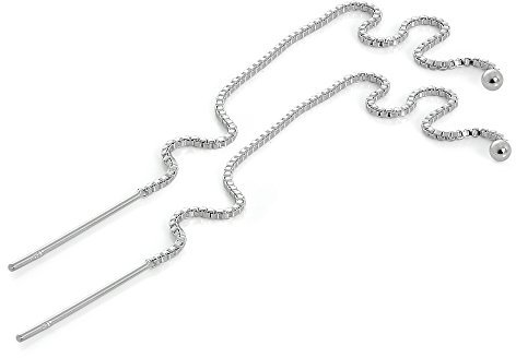 Sterling-Silber 2mm Kugel Durchzieher Ohrringe