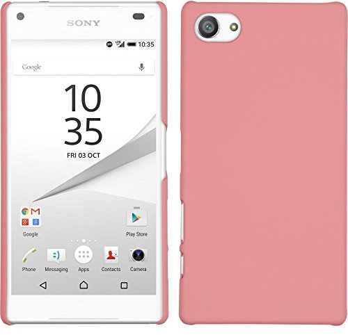 PhoneNatic Case kompatibel mit Sony Xperia Z5 Compact - Hülle rosa gummiert Hard-case + 2 Schutzfolien