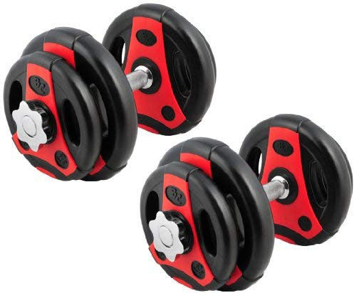 Bad Company K-Grip Kurzhantel Set I Hantelscheiben 30/31 mm mit Griffen, zwei Kurzhantelstangen inkl. Sternverschlüssen I 20 kg (2 x 10 kg)