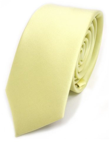 TigerTie Herren Krawatte 6 cm schmale Satin Tie in gelb blassgelb schwefelgelb einfarbig uni Business, festliche Veranstaltungen und Freizeit