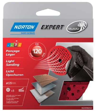 Norton selbstklebend PEX Schleifscheiben Set von 5 Ø 125 Körnung 120 multi-air