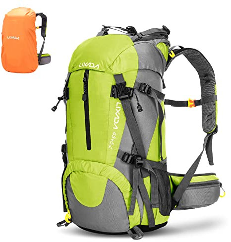 Lixada 45L + 5L Sac à DOS Avec Housse Imperméable Pour Sport Randonnée Trekking Camping Backpack Voyage Paquet Alpinisme Escalade