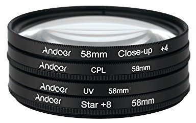 Andoer 58mm UV + CPL + Close-Up + 4 + ¨¦Toiles 8 Points Filtre Circulaire Kit polarisant Filtre Macro Close-Up ¨¦Toiles Filtre de 8 Points avec Sac pour for Canon Nikon Pentax Sony DSLR Camera