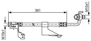 BOSCH Bremsschlauch 1 987 476 821 VORNE links BREMSSCHLÄUCHE Länge: 410mm Kompatibel mit FORD Escort VI Cabrio ALL Escort VI Schrägheck GAL, AAL, ABL Escort VI Kombi GAL, ANL ESCORT '95 Express AVL