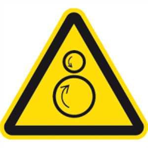 Warnschild: Warnung vor gegenläufigen Rollen nach ISO 7010 5cm sl Folie, Bogen = 6 Stück gemäß ISO 7010, W025