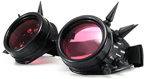 4sold (TM Steampunk Antique Copper Cyber Goggles Rave Goth Vintage Victorian Like Sunglasses All Pictures (Schwarz mit Nieten)